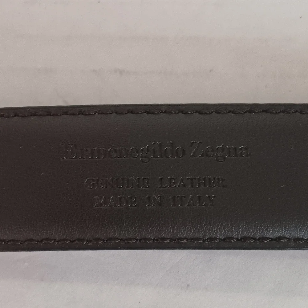 Ermenegildo Zegna Belt Men 38 Black Brown Reversible Leather Silver Buckle Italy